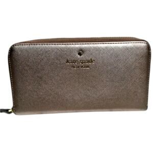 Kate Spade New York Cameron Street Lacey Metallic Gold Leather Wallet